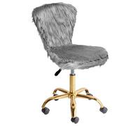 Beliani Desk Chair Margate Faux Fur Grey