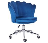 Beliani Desk Chair Swivel Monticello Velvet Blue, Blue