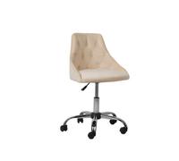 Velvet Office Chair Tufted Upholstery Adjustable Height Chrome Beige Parrish