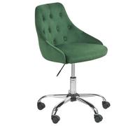 Beliani Desk Chair Swivel Parrish Velvet Emerald Green, Green