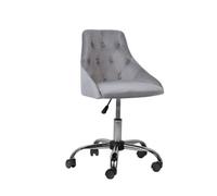 Beliani Desk Chair Swivel Parrish Velvet Grey, Grey