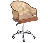 Beliani Desk Chair Redding Faux Leather Brown