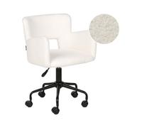 Beliani Desk Chair Swivel Sanilac Boucle Off-White, White