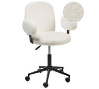 Beliani Desk Chair Swivel Moraga Boucle Off-White