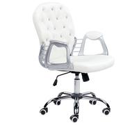 Beliani Desk Chair Swivel Princess Faux Leather White