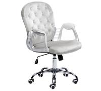 Beliani Desk Chair Swivel Princess Velvet Light Grey