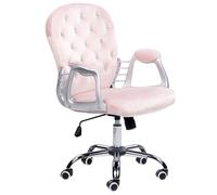 Beliani Desk Chair Swivel Princess Velvet Pastel Pink