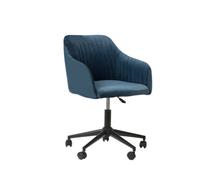Beliani Desk Chair Swivel Venice Velvet Navy Blue