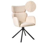 Beliani Dining Chair Swivel Alene Boucle Light Beige