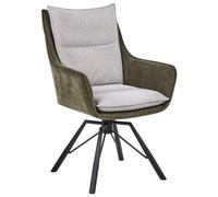 Dining Chair Swivel ANNEBERG Chenille Light Grey/ Dark Green