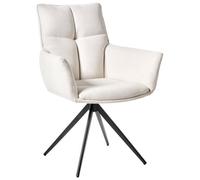 Beliani Dining Chair Swivel Corbie Fabric Off-White