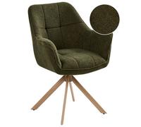 Beliani Dining Chair Swivel HAYDEN Boucle Green, Green
