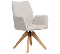 Beliani Dining Chair Swivel Mokena Faux Linen Light Beige
