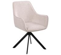 Beliani Dining Chair Swivel Mornas Faux Linen Light Beige