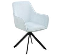 Beliani Dining Chair Swivel Mornas Faux Linen Light Blue