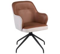 Beliani Dining Chair Swivel Stowe Fabric Brown