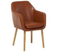 Beliani Dining Chair Yorkville Faux Leather Golden Brown