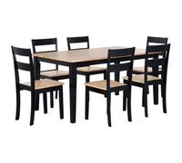 Beliani Dining Set Georgia Wood Brown/ Black 6 Seater