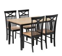 Dining Set HOUSTON Wood Brown/ Black 4 Seater