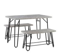 Beliani Dining Set Kempton Light Grey 4 Seater