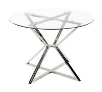 Dining Table BOSCO Silver 105 cm 105 cm Tempered Glass