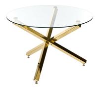 Beliani Dining Table Butler Gold 110 Cm 110 Cm Tempered Glass