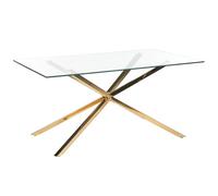 Beliani Dining Table CORA Gold 160 cm 90 cm Tempered Glass