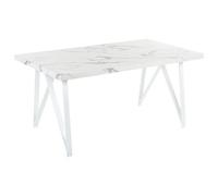 Beliani Dining Table Grieger White Marble 160 Cm 90 Cm