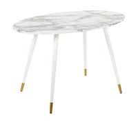 Beliani Dining Table Gutiere White Marble 120 Cm 70 Cm