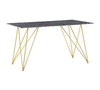 Dining Table KENTON Black Marble 140 cm 80 cm Tempered Glass