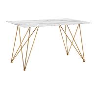 Beliani Dining Table Kenton White Marble 140 Cm 80 Cm Tempered Glass