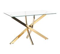 Beliani Dining Table Maramo Gold 120 Cm 70 Cm Tempered Glass