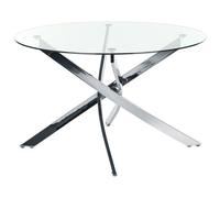 Beliani Dining Table Maramo Silver 120 Cm 120 Cm Tempered Glass