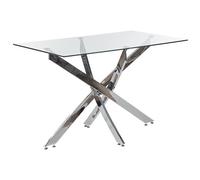 Beliani Dining Table Maramo Silver 120 Cm 70 Cm Tempered Glass