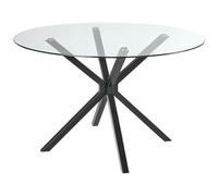 Beliani Dining Table Meston Black 120 Cm 120 Cm Tempered Glass