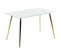 Beliani Dining Table Mulga Marble/ Gold 120 Cm 70 Cm Tempered Glass