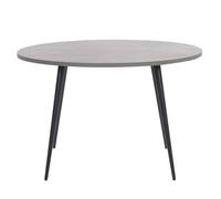 Beliani Modern Dining Table Round ø 120 cm Concrete Effect Top Black Metal Legs Odeon