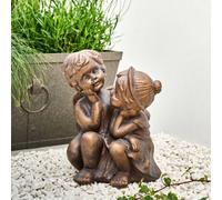 Beliani Distressed Brown Child Figurine 32Cm - Indoor Or Outdoor Garden Ornament