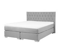 Beliani Divan Bed Fabric Duchess 160 X 200 Cm Eu King Size Light Grey, Grey