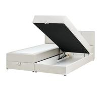 Beliani Divan Bed With Storage Baronet Fabric Off-White 180 X 200 Cm (Eu Super King)