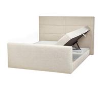 Beliani Divan Bed With Storage Fabric Aristocrat 160 X 200 Cm Eu King Size Light Beige