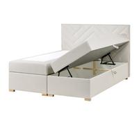 Beliani Divan Bed With Storage Fabric Esquire 160 X 200 Cm (Eu King Size) Off-White