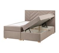 Beliani Divan Bed With Storage Fabric Esquire 160 X 200 Cm (Eu King Size) Taupe