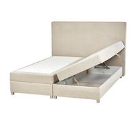 Beliani Divan Bed with Storage Fabric MINISTER 160 x 200 cm (EU King Size) Light Beige, Cream