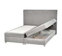 Beliani Divan Bed With Storage Fabric Minister 160 X 200 Cm Eu King Size Light Grey, Grey
