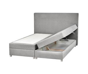 Beliani Divan Bed With Storage Fabric Minister 160 X 200 Cm (Eu King Size) Light Grey