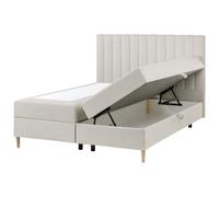 Beliani Divan Bed With Storage Fabric Officer 160 X 200 Cm (Eu King Size) Off-White