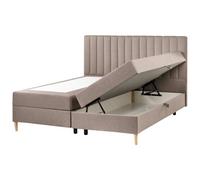 Beliani Divan Bed With Storage Officer Fabric Taupe 180 X 200 Cm (Eu Super King)