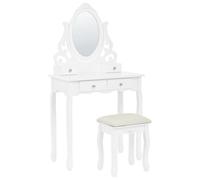 Beliani Dressing Table With Mirror And Stool Amour White
