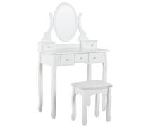 Beliani Dressing Table With Mirror And Stool Galaxie White